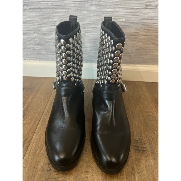 Rebecca Minkoff, black studded leather boots, size 9. - Picture 3 of 9